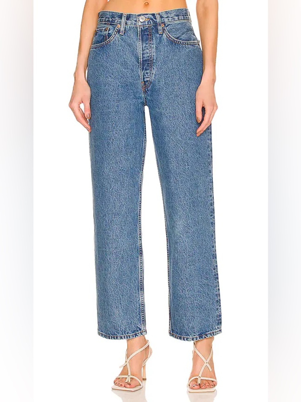 REDONE 90s Crop Low Slung Organic Straight-Leg Jeans